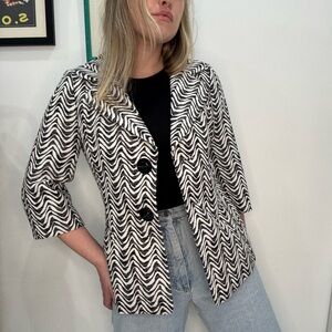 Classiques Entier Atelier Zigzag Jacket | Black & White Textured Blazer | Size M